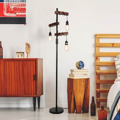 Farmhouse Tree Floor Lamp 68 Inch 3 Lights Wood Standing Lamp