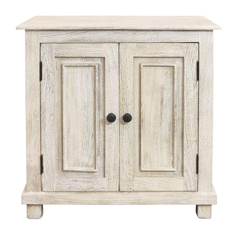 Jenna 2-Door Solid Wood Nightstand With Storage Shelf