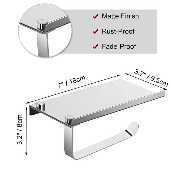 Toilet Paper Holder with Phone Shelf Stainless Steel Roll Holder ...