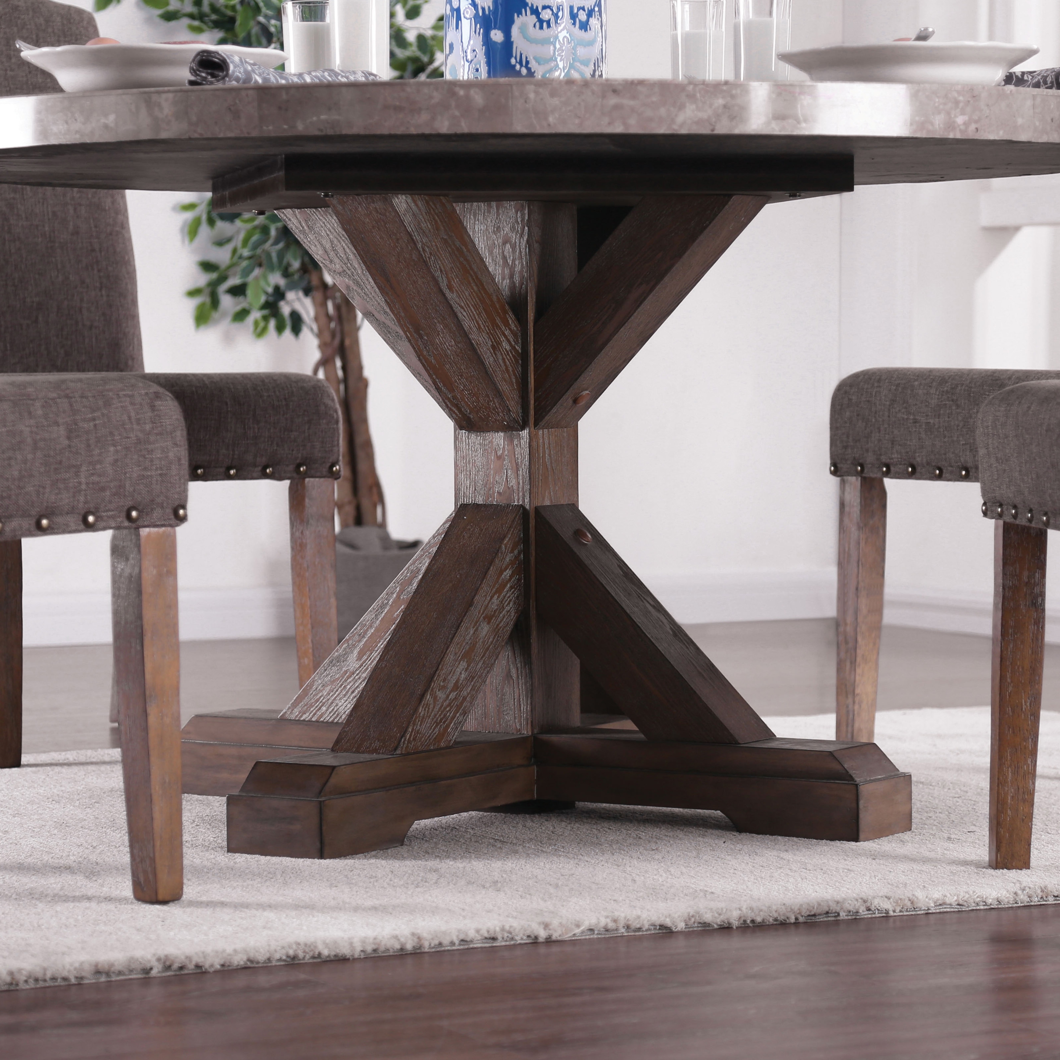 Furniture of america yoss rustic brown marble top dining clearance table