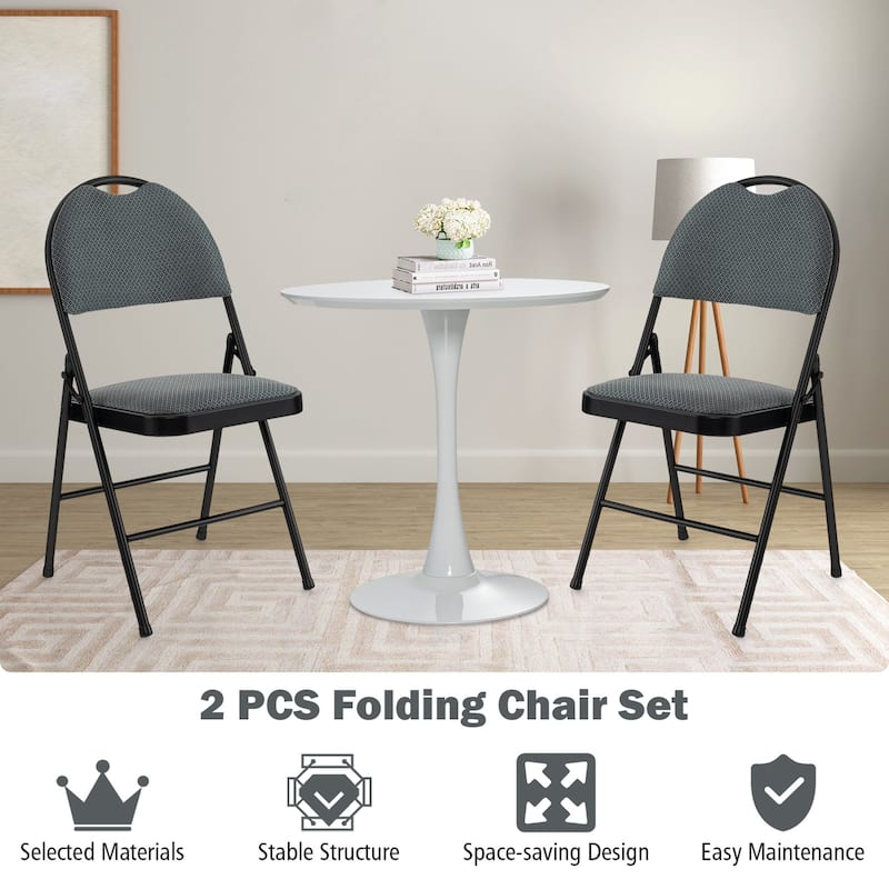 Costway 2 Pack Folding Chairs Portable Padded Office Kitchen Dining - See Details