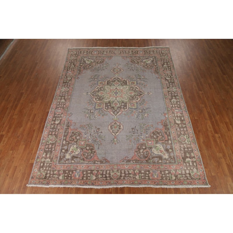 Gray Tabriz Persian Area Rug Hand-Knotted Wool Carpet - 8'3"x 11'1"
