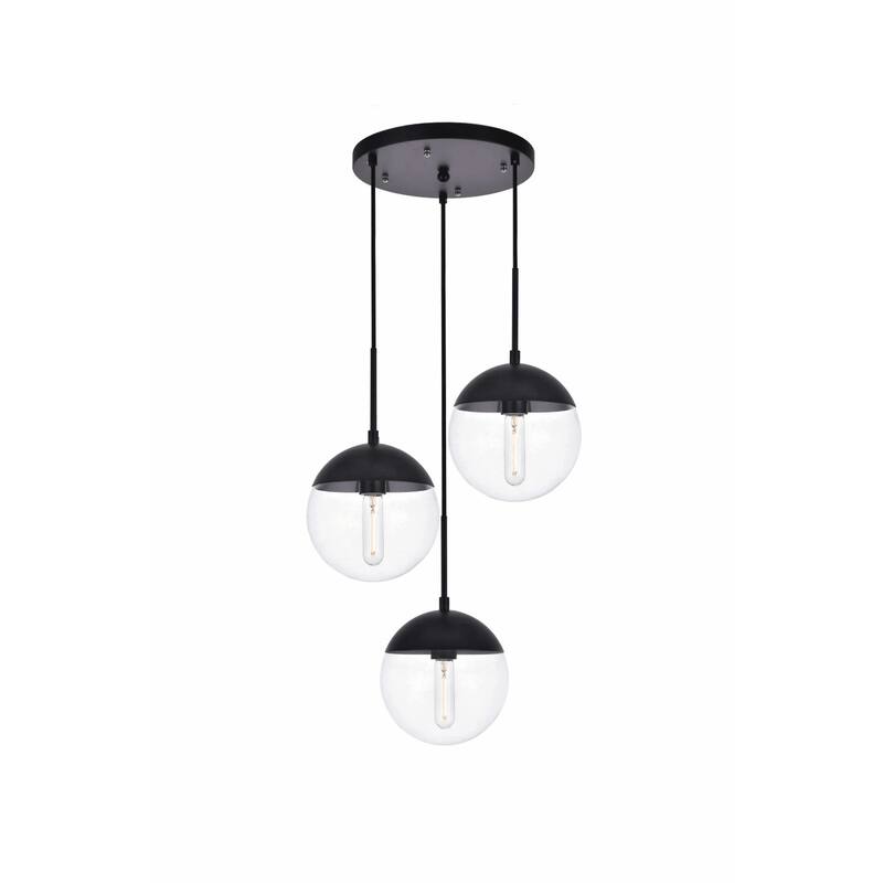 Elegant Lighting Eclipse 3 Light 18" Wide Multi Light Pendant with - Black