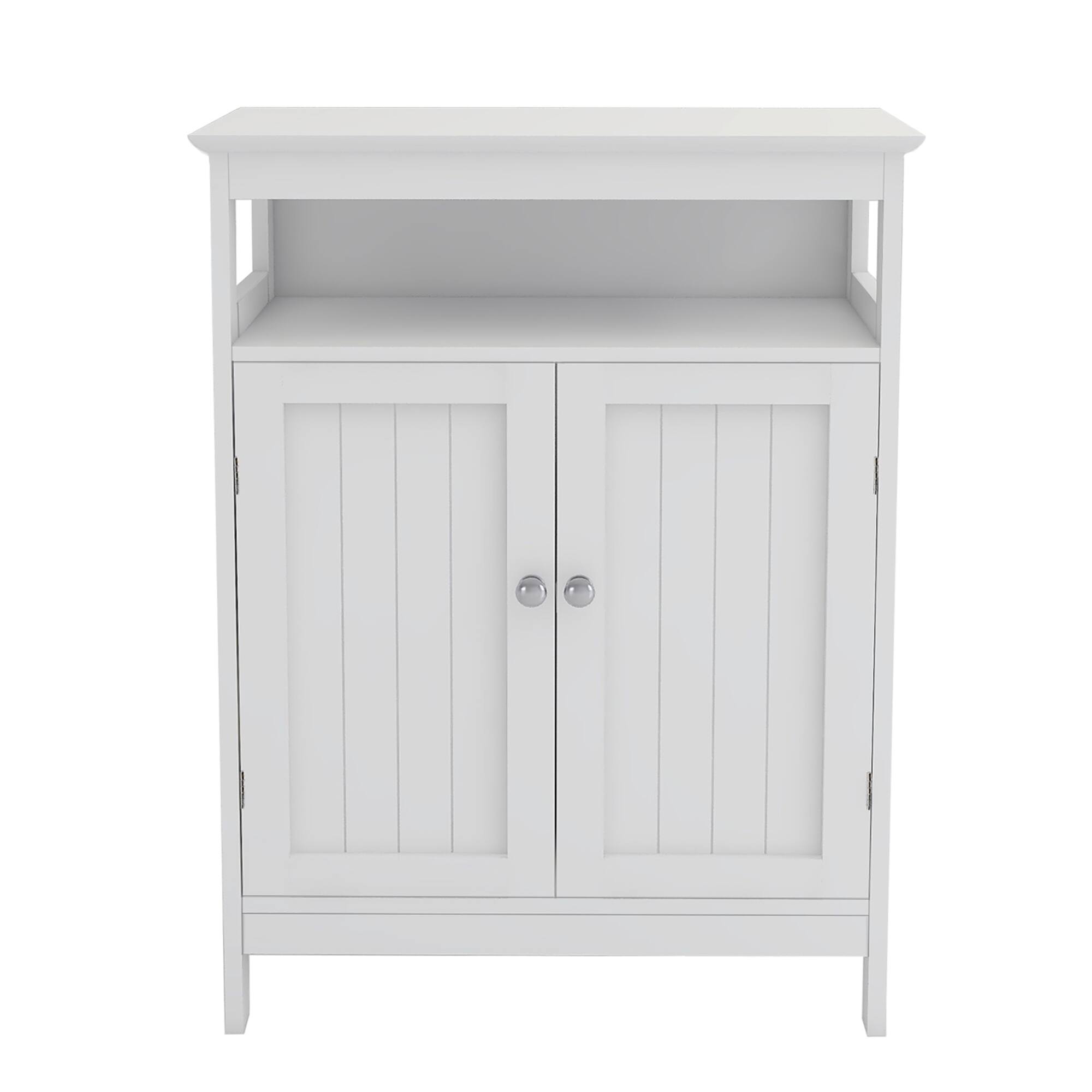 23.62 in.White Bathroom Standing Linen Shutter Doors