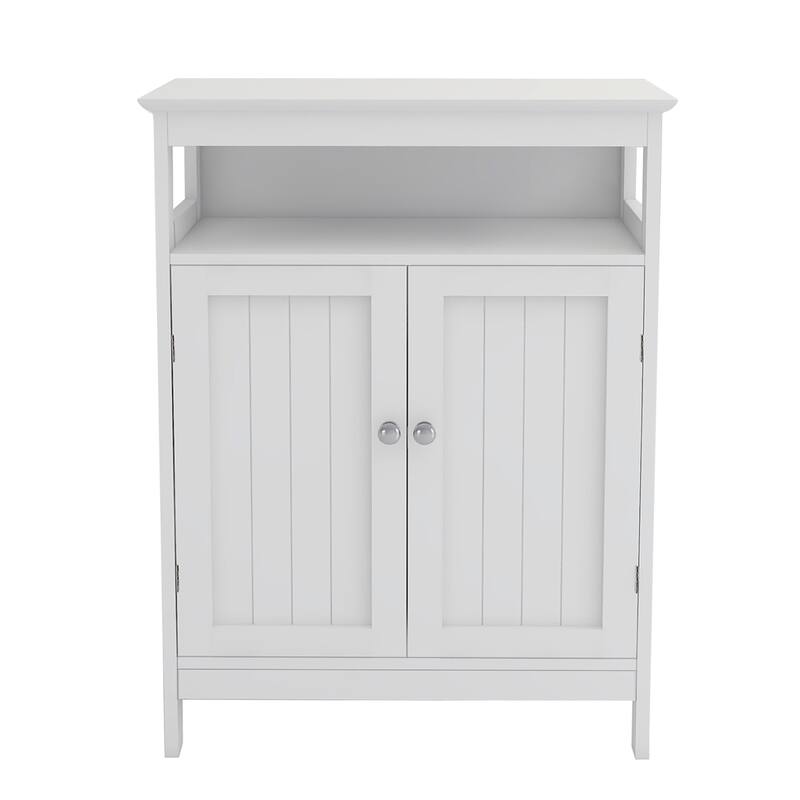 Bathroom Standing Storage With Double Shutter Doors Cabinet-White