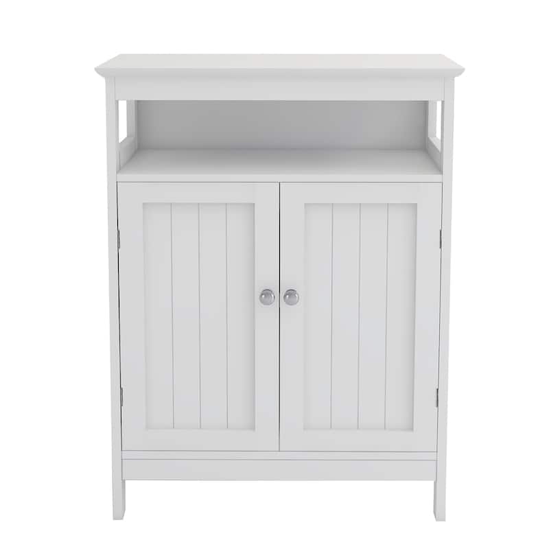 White Bathroom Standing Storage Cabinet with Double Shutter Doors - 31.5" x 24" x 11.8" - 31.5" x 24" x 11.8" - Painted - White