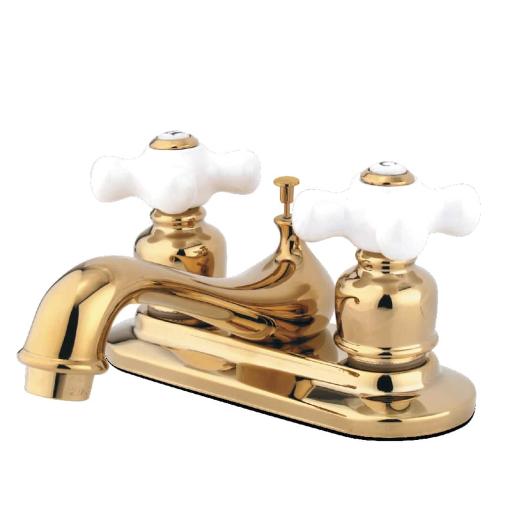 Kingston Brass Restoration Two-Handle 3-Hole Deck Mount 4 in. Centerset Bathroom Faucet