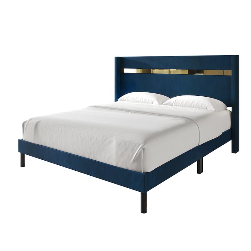 CraftPorch Glam Wingback Velvet Upholstered Bed