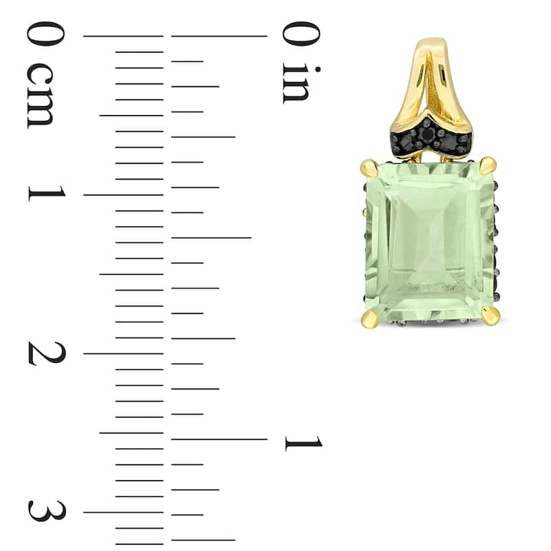 Miadora 6 7/8ct TGW Octagon-Cut Green Quartz and Black Sapphire Earrings Yellow Silver