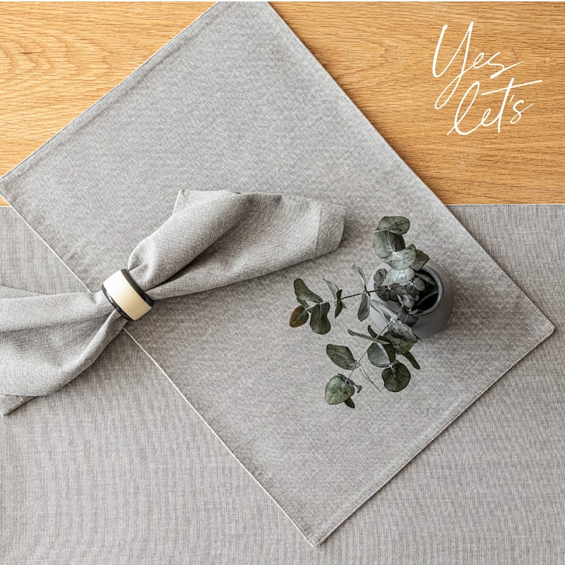 over&back 100% Cotton Woven Chambray Placemats - Set of 4