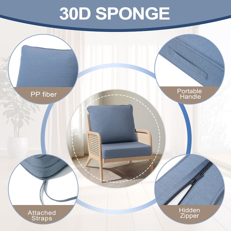 24 x 24 x 5.5 in Outdoor Patio Seat Sunbrella Fabric Cushion Set