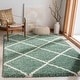 preview thumbnail 49 of 135, SAFAVIEH Hudson Shag Estella Diamond Trellis 2-inch Thick Rug 3' x 5' - Green/Ivory