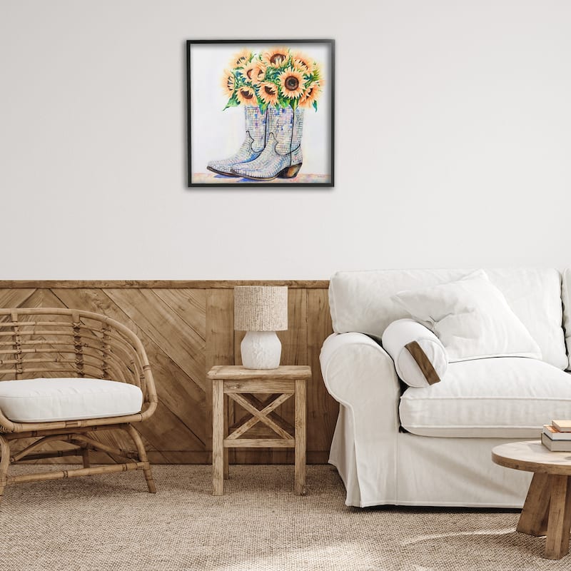 Stupell Sunflower Filled Cowgirl Boots Framed Giclee Art Design By Amanda Greenwood