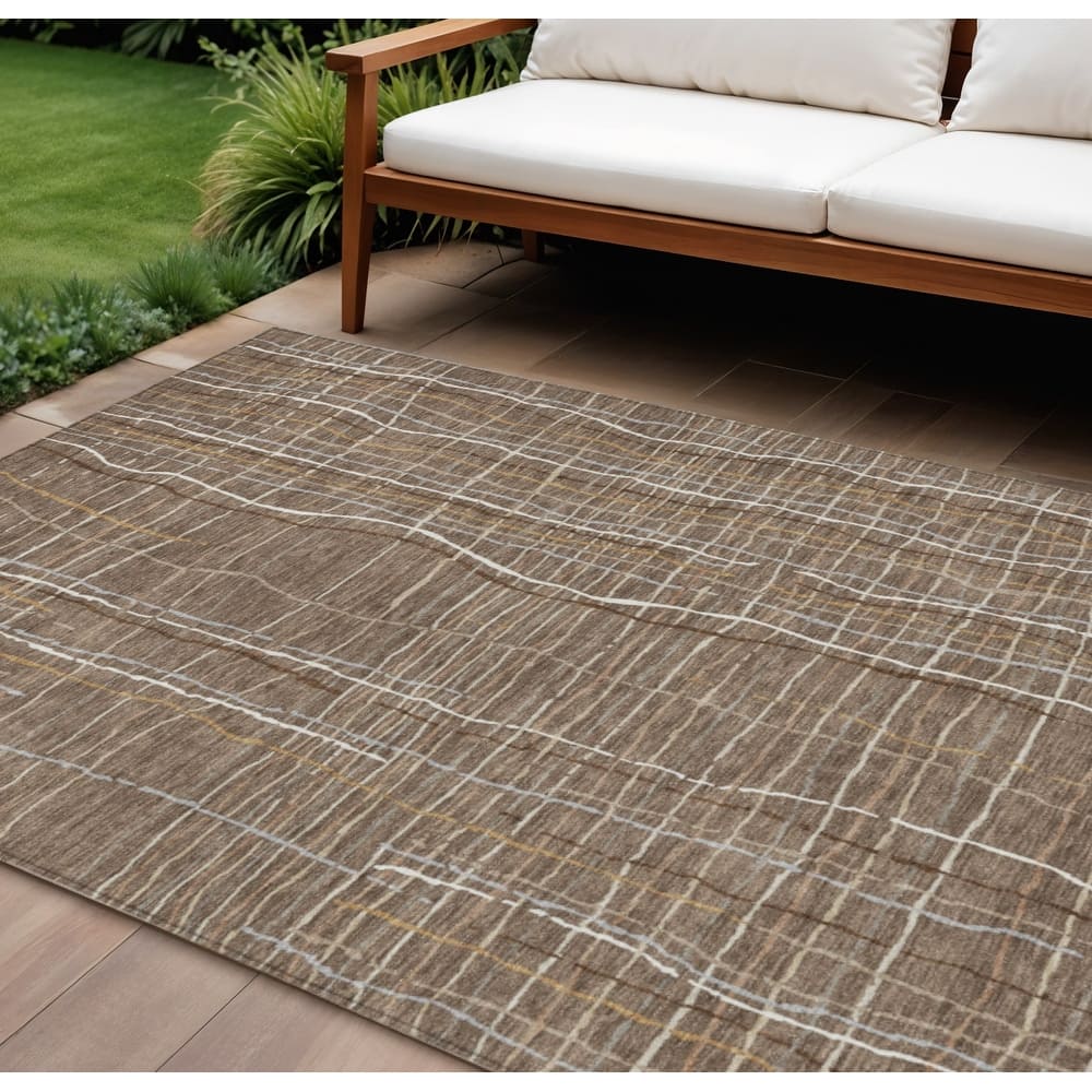 HomeRoots Striped Transitional Rectangle Outdoor Rug