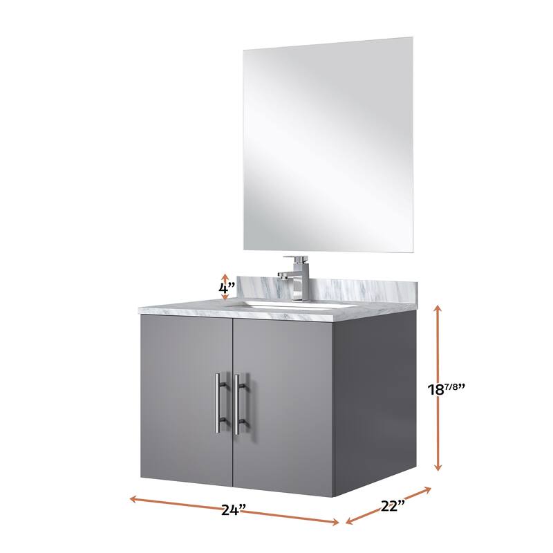 Bathroom Vanity Set with Marble Top, Single Hole Faucet, Mirror Included, Stainless Steel