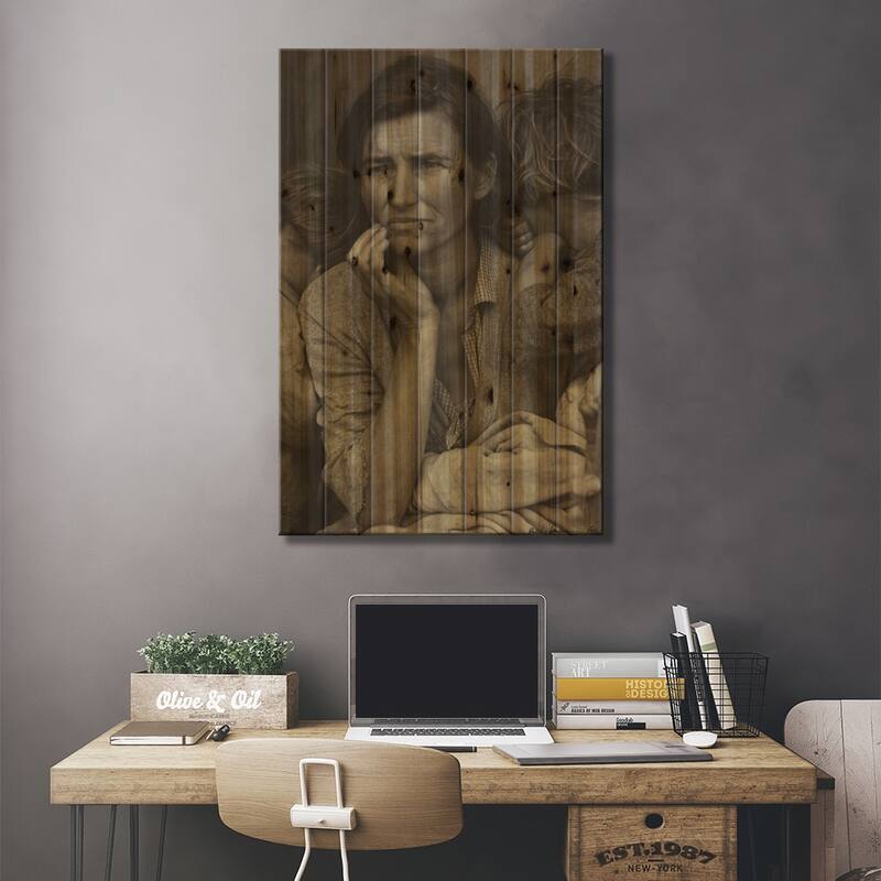 Migrant Mother, Nipomo, California, USA Print On Wood by Dorothea Lange - Multi-Color