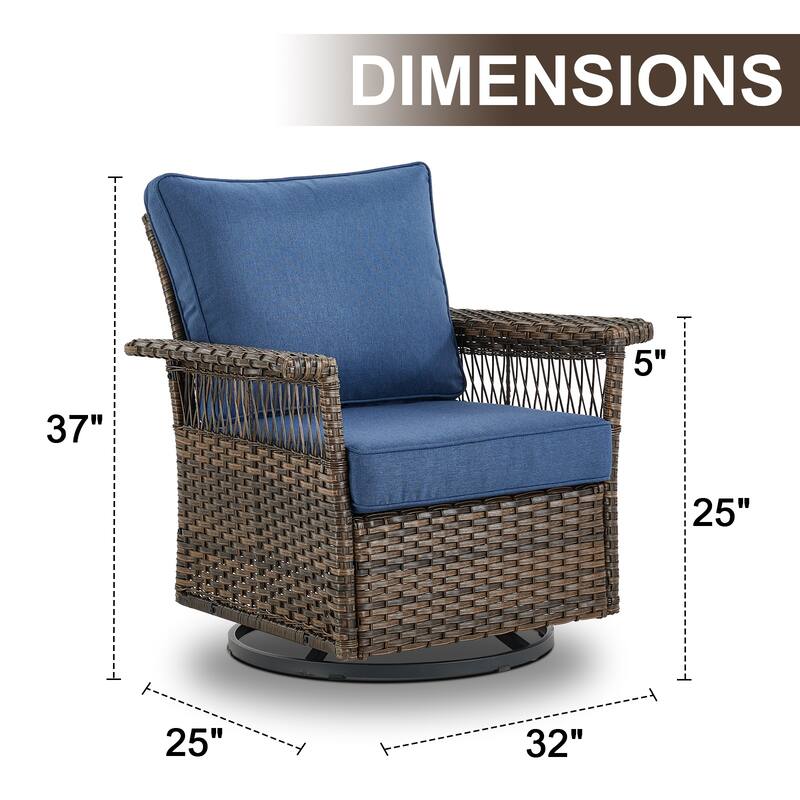 Gymojoy 360° Swivel Rocking Chairs set with Ottomans - Brown