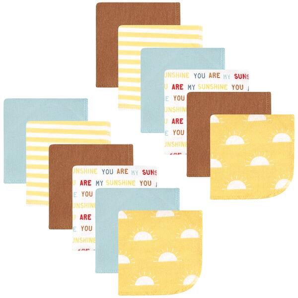 slide 1 of 1, Hudson Baby Flannel Cotton Washcloths, My Sunshine 12 Pack, One Size - My Sunshine 12 Pack - One Size One Size - My Sunshine 12 Pack