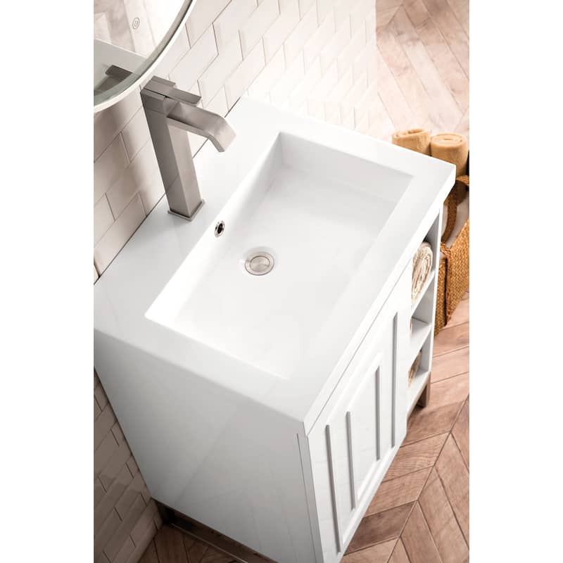 James Martin Vanities Alicante 24" Single Vanity Cabinet, Glossy White w/ White Glossy Composite Stone Top