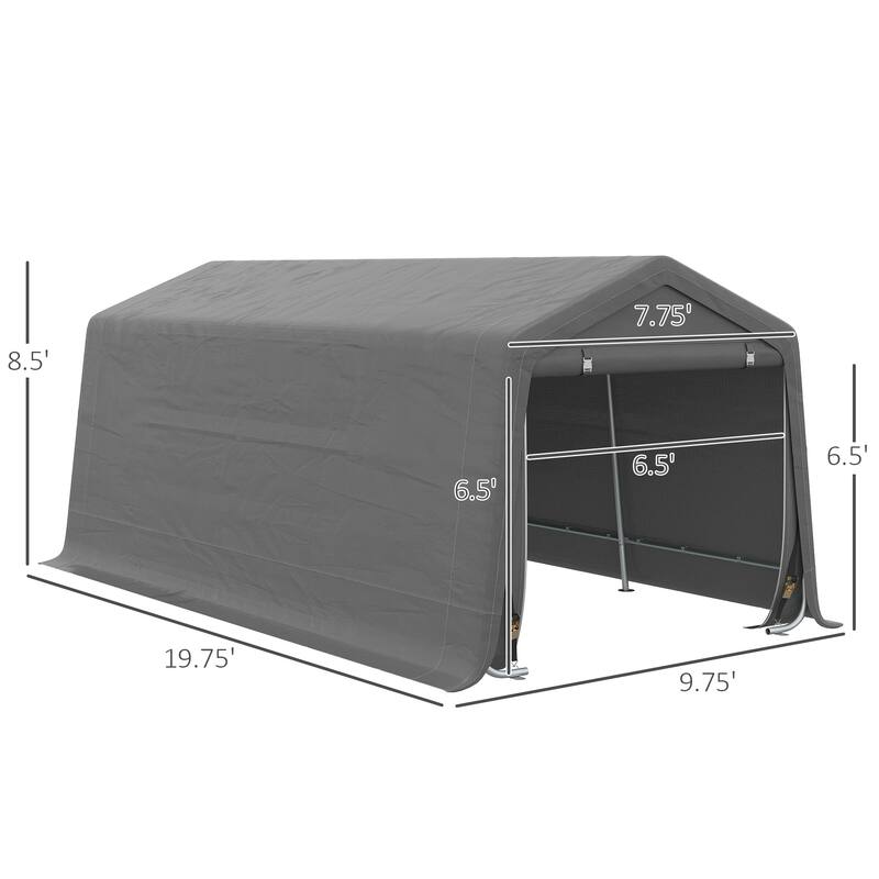 Outsunny 20' x 10' Carport Portable Garage, Heavy Duty Storage Tent, Patio Storage Shelter w/ Anti-UV PE Cover