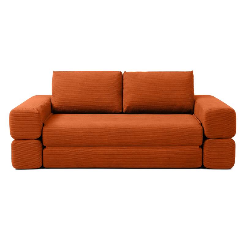 Multi-Functional Folding Sofa Bed Convertible Floor Sofa Couch Lounge Sofa Orange Sleeper Sofa Couch with Pillows