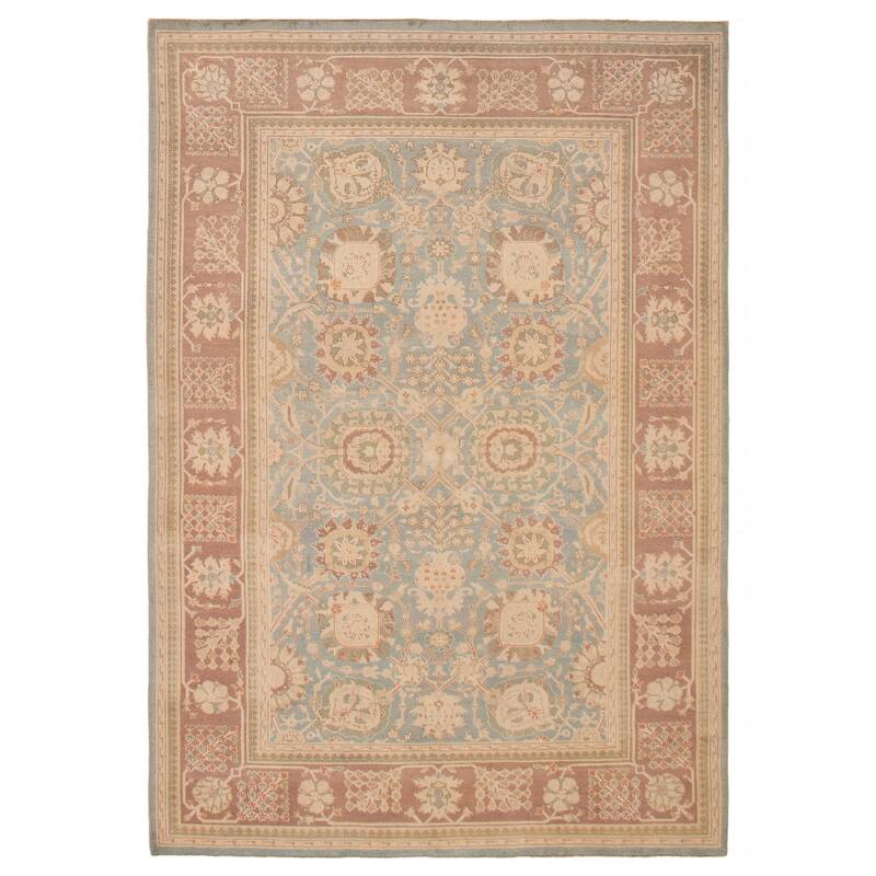 ECARPETGALLERY Hand-knotted Peshawar Finest Blue Wool Rug - 6'3 x 8'11 - Light Blue - 6'3 x 8'11