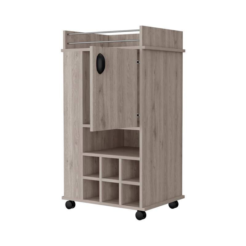Allandale 1-Door Bar Cart with Wine Rack and Casters