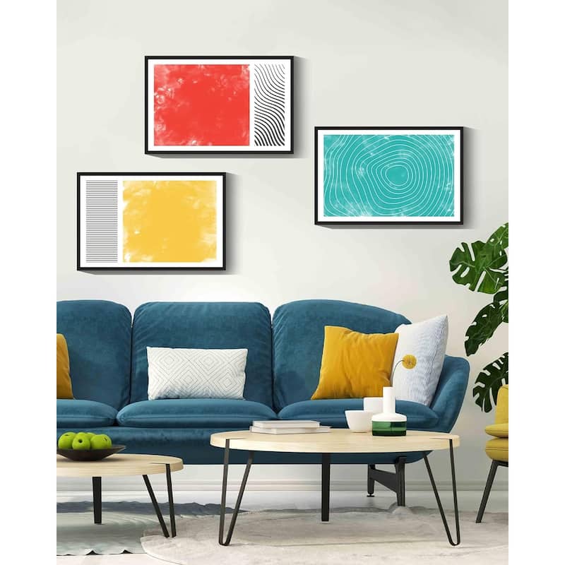 Minimalist Abstract Framed Wall Art Modern Colorful Line