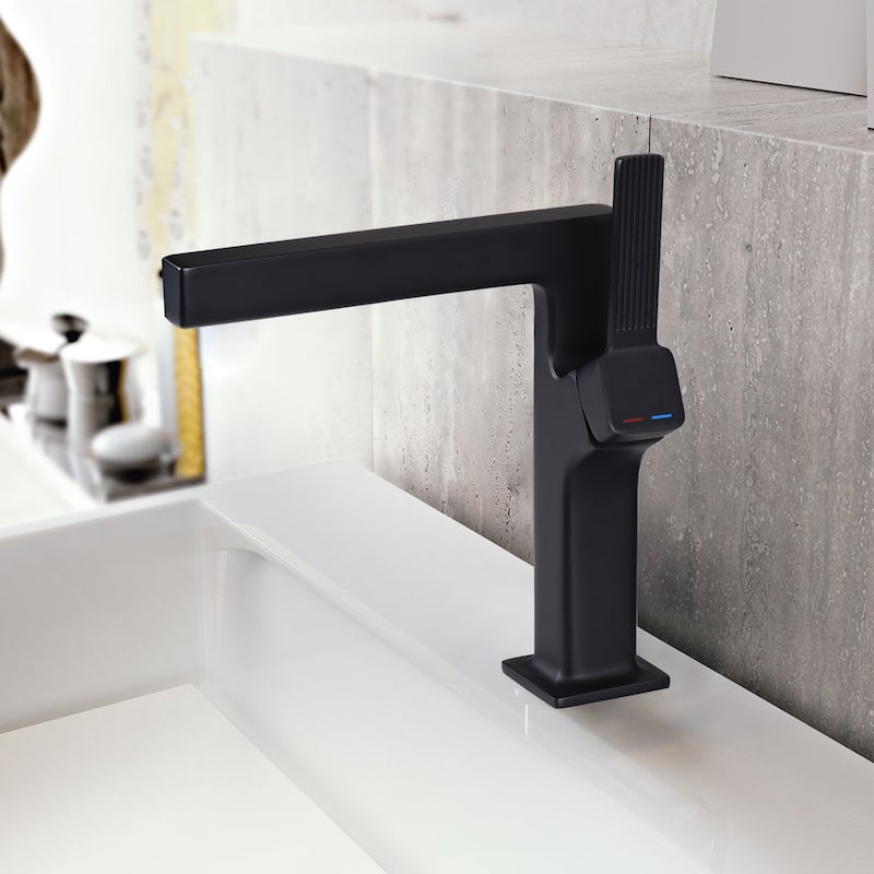 8.46"H Solid Brass Waterfall Single Handle Single Hole Bathroom Sink Faucet