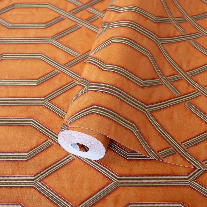 Modern Flocked Geometric Embossed Wallpaper