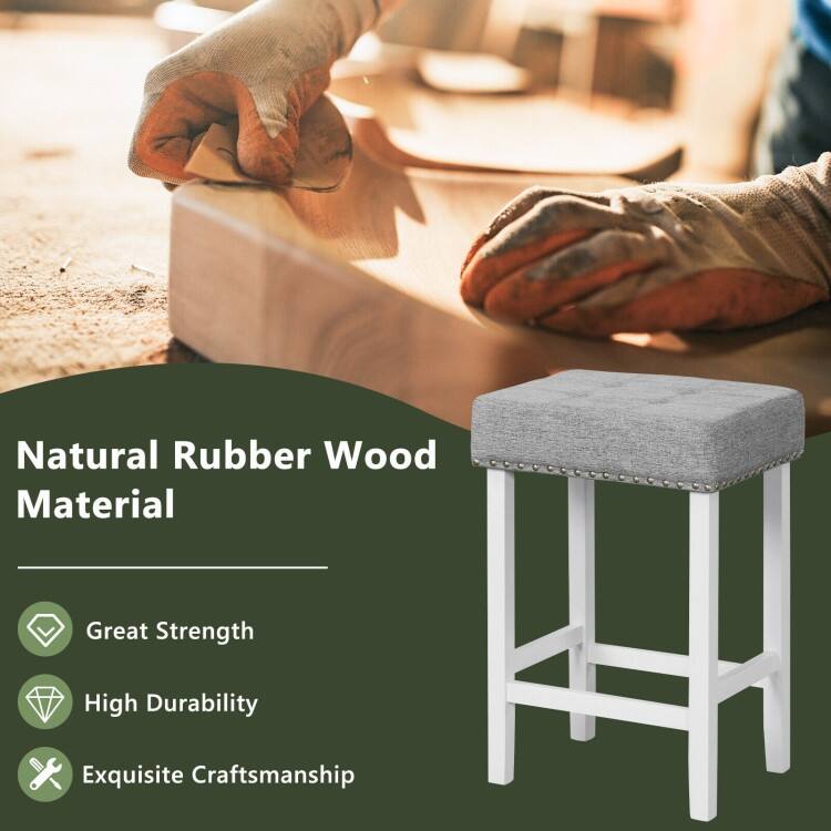 2 Pieces Counter Height Bar Stools with Sponge Padded Cushion - 17" x 13.5" x 24.5"/17" x 13.5" x 29" (L x W x H)