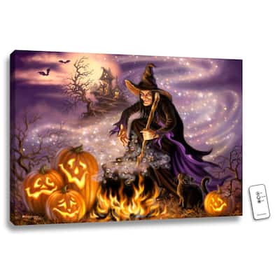 18" x 24" Purple Orange All Hallow's Eve Back-lit Halloween Wall Art