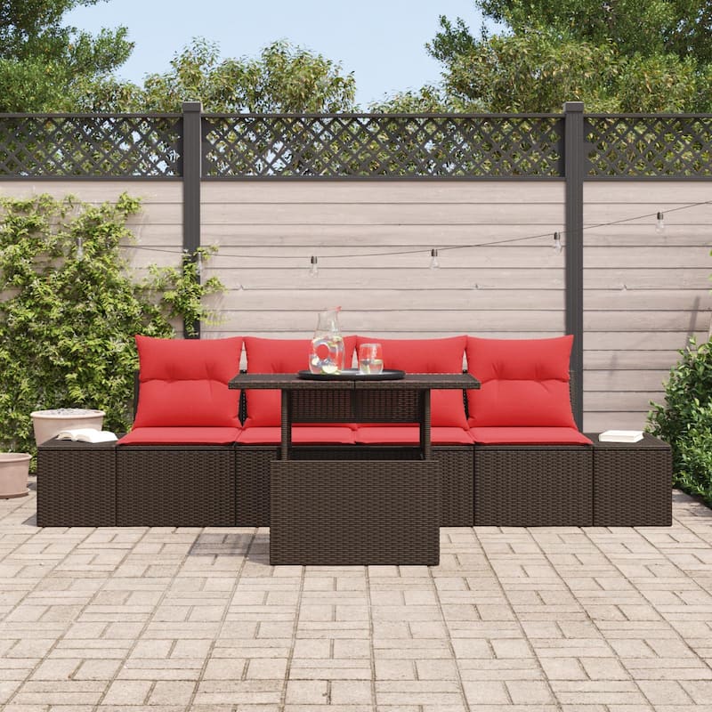 vidaXL 5 Piece Garden Sofa Set with Cushions - 115.8×24.4×27.2