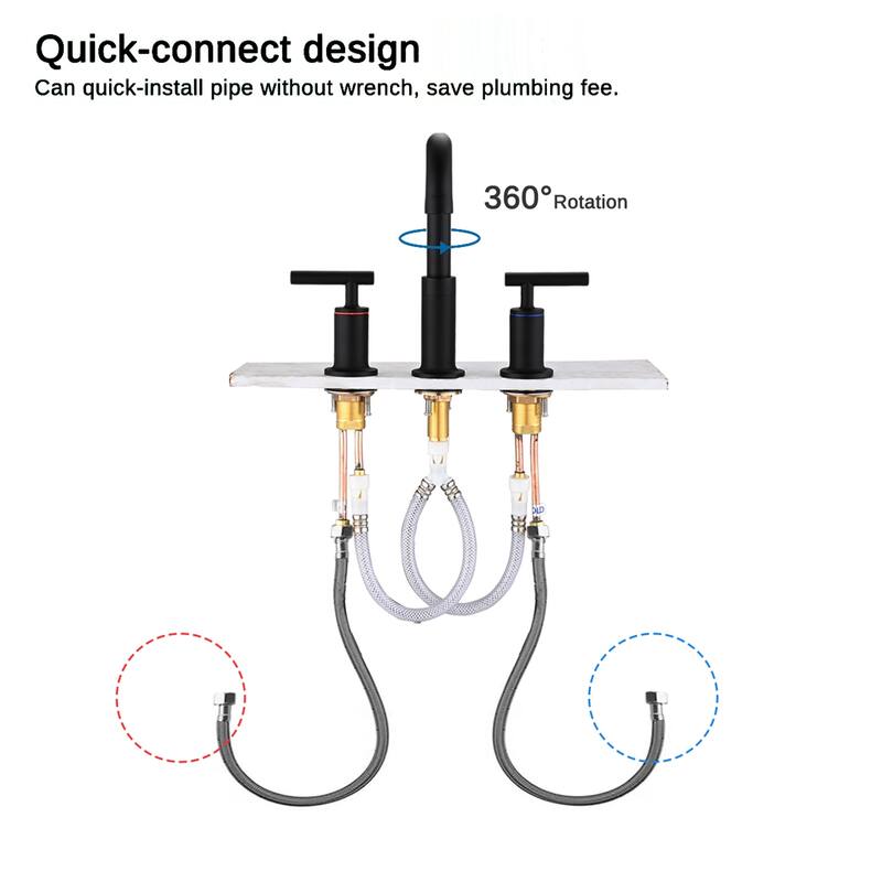 Topcraft 8 Inch Widespread Two Handle Bathroom Faucet Pop-Up Drain