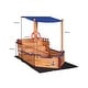 preview thumbnail 2 of 6, Pirate Ship Sandbox with Cover and Rudder, Wooden Sandbox with Storage Bench and Seat, Outdoor Toy for Kids Ages 3-8 Years Old