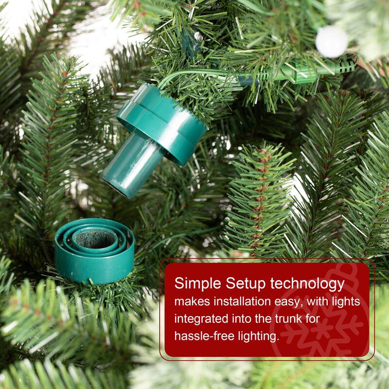 Glitzhome 7.5ft/9ft Pre-Lit Green Upward Slim Fir Artificial Christmas Tree with Foot Pedal Remote Control