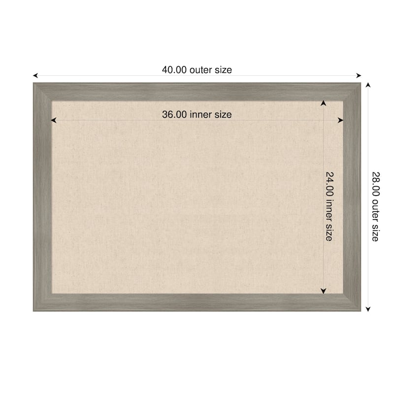 Amanti Art Framed Fabric Pinboard Natural Linen Printed Bulletin Board - Board Size 36 x 24 - Grand Greywash Narrow