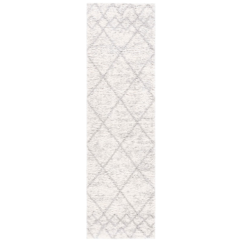 SAFAVIEH Berber Shag Guluzar Moroccan Boho 1.25-inch Rug - 2' 3" x 8' - Grey/Ivory - Runner