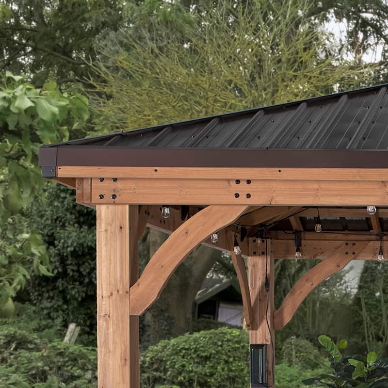 Backyard Discovery Barrington 16x12' Cedar Wood Gazebo with Steel Roof