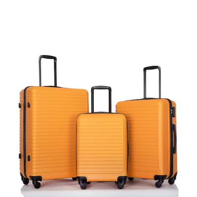 3 Piece Luggage Sets ABS Lightweight Suitcase with Two Hooks, Spinner Wheels, TSA Lock, (20/24/28)