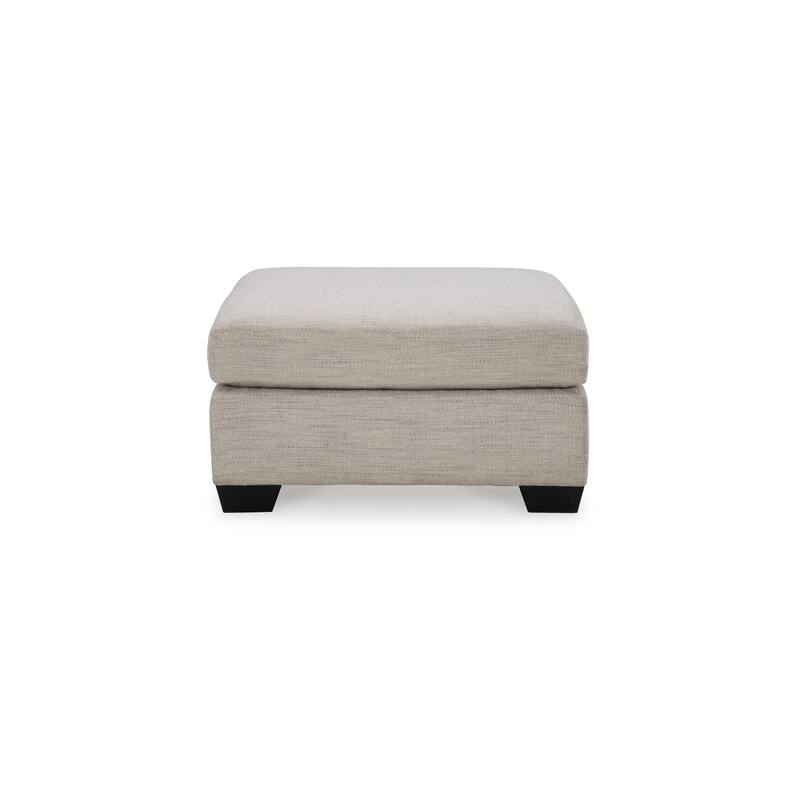 Joey Accent Ottoman, Soft Cushioned Beige Polyester, 36 Inch Square