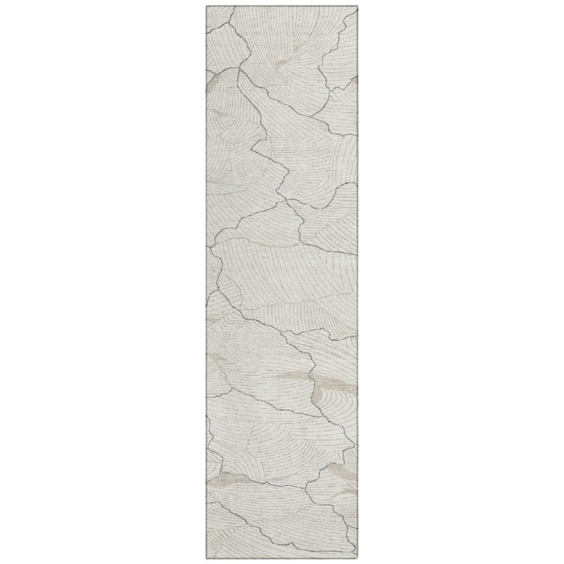Machine Washable Indoor/ Outdoor Abstract Crackle Chantille Rug