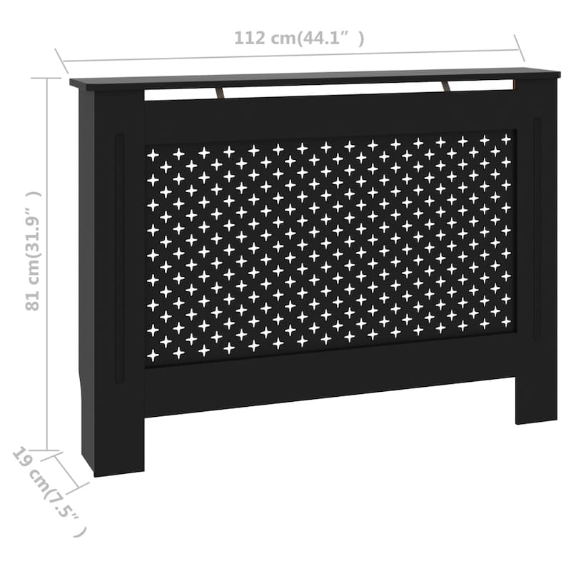 vidaXL Radiator Cover Black 44.1"x7.5"x32.1" MDF