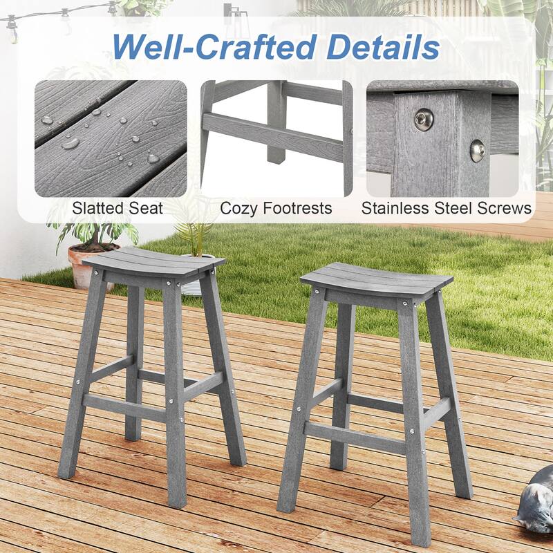 Gymax 29'' Patio Bar Stool Set of 2 w/ Curved Seat & Footrests for