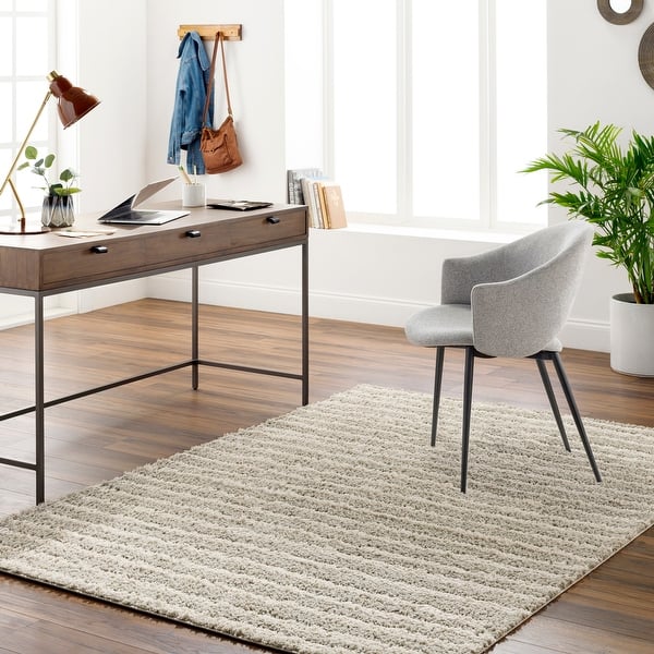 slide 2 of 6, Maryland Shag Casual Solid Area Rug Cream - 5' 3" x 7'