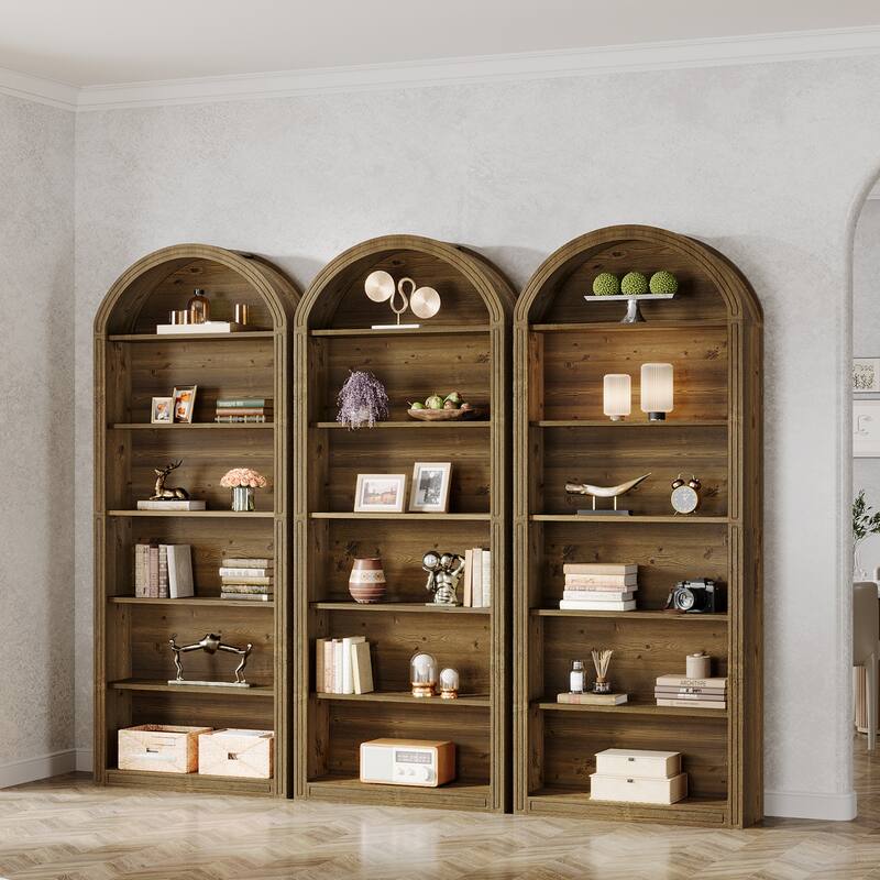 75.98" Tall Arched Bookcase with 6 Storage Shelves - 11.81"D x 31.5"W x 75.98"H