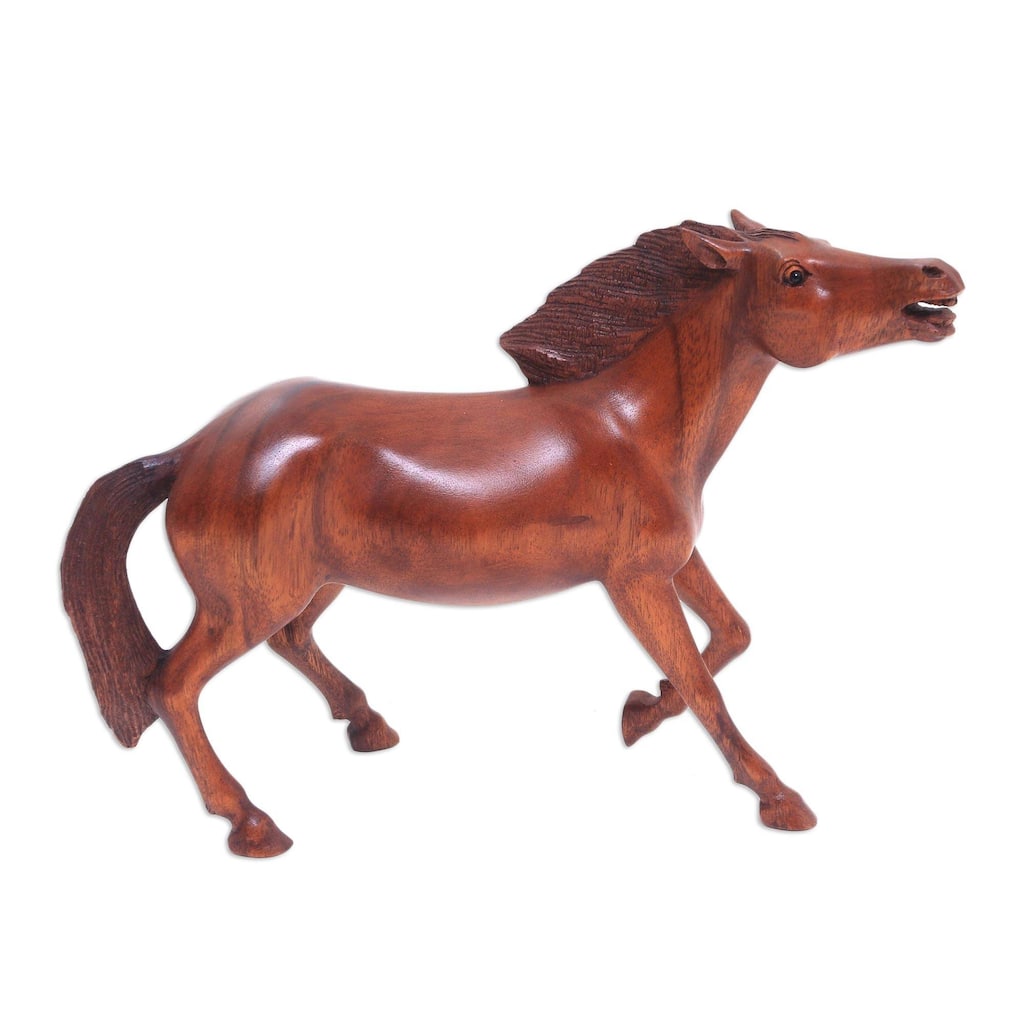 Handmade Wild and Free Wood statuette (Indonesia) - 39 x 30 x 17