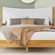 preview thumbnail 7 of 5, Queen Size Rubber Wooden Bed with Teddy Velvet Cushion Upholstered Headboard, Enhanced by Support Feet, Natural