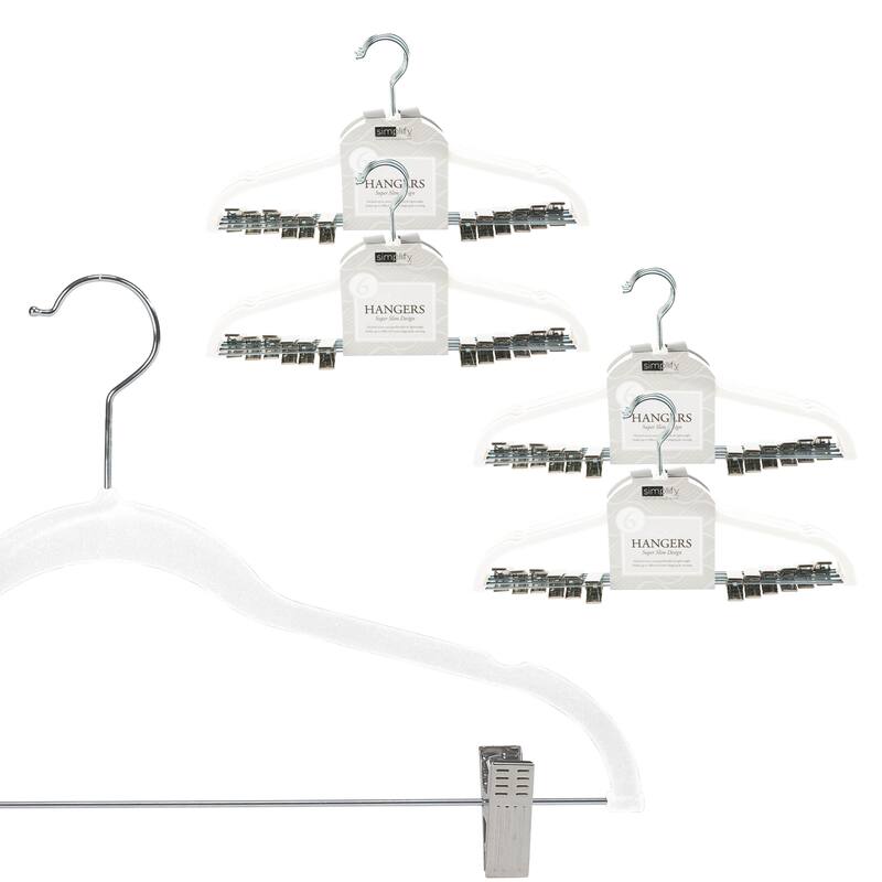 Simplify 24 Pack Velvet Hangers with Clips - White - 24 Pack