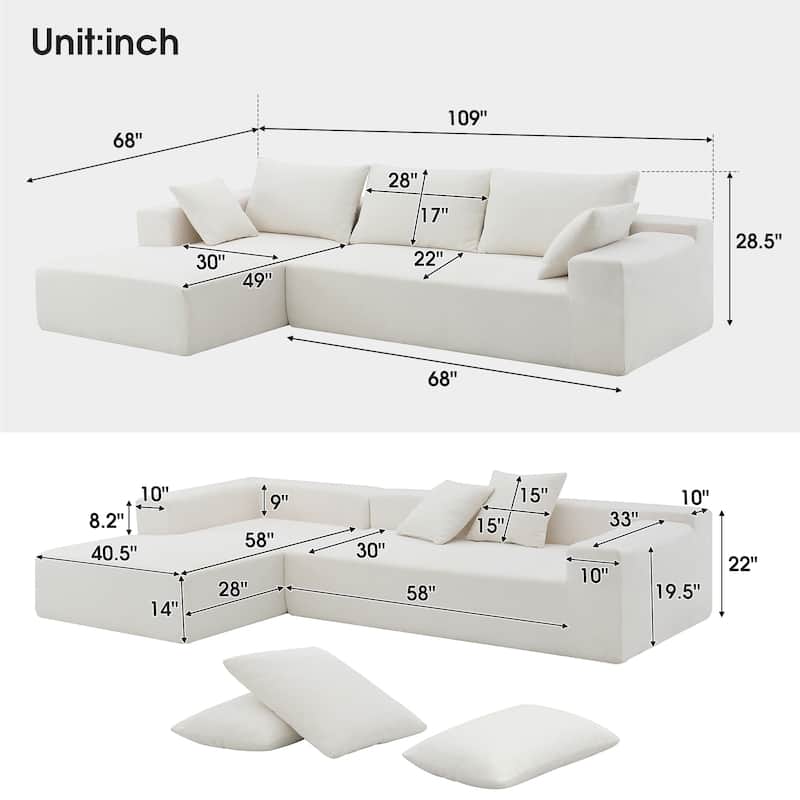 [VIDEO provided] [New] 109*68" Modular Sectional Living Room Sofa Set, Modern Minimalist Style Couch, Upholstered Sleeper Sofa f